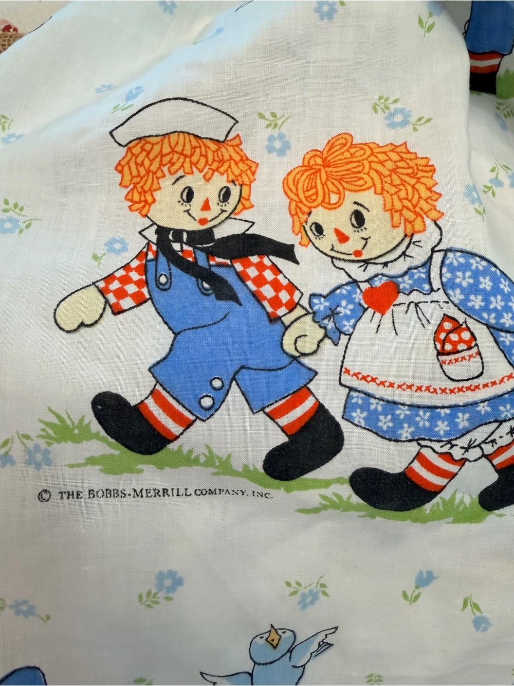 Vintage Raggedy Ann And Andy Flat Sheet Twin. Reto Clean sewing projects 1980s - Picture 2 of 7